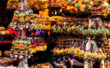 Dried fruit, spices and scented Christmas decorations in Budapest Dried fruit, spices and scented Christmas decorations in Budapest